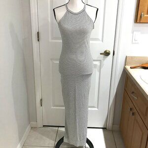 Heart & Hips White and Black Stripes Maxi Dress M